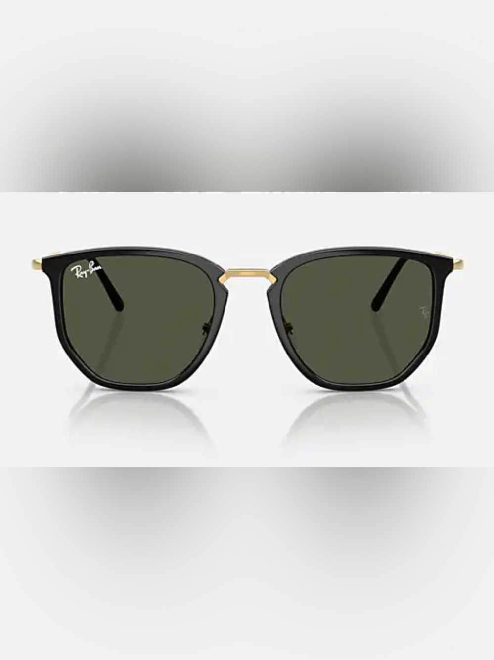 Brand New Ray-Ban Black Sunglasses #4451 with Gold Bridge and Dark Green Lenses